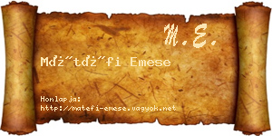 Mátéfi Emese névjegykártya